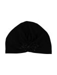 Elegant Black Embellished Turban - One Size Black
