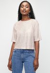 Sequin T-Shirt Top-back Bow - Pink Nude