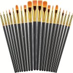 20PCS Acrylic Brushes Brush Set Oil Painting Watercolor Acrylic Brushes Body Face Rock Canvas Artist Brushes Adult Painting Art