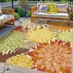 Colorful 5X8 Outdoor Area Rug Washable Multicolored Patio Rug Tropical Botanical Floral Chenille Waterproof Outdoor Carpet For L