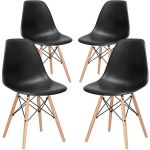 Global 4 Piece Wood Legs Chairs Black