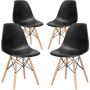 Global 4 Piece Wood Legs Chairs - Black