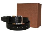 Fino 51843 Genuine Leather Mens Droplet Pin Buckle Belt With Box