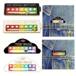 1PC Funny Mood Enamel Brooch My Social Battery Pattern Pin Cute Paint Badge Clothing Backpack Accessories