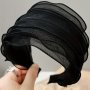 Black Wide-brimmed Sweet Headband - Non-slip Stylish Mesh Hair Accessory Perfect For Hair Coverage And Beauty Styling