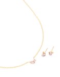 Waterproof Gold Plated Stainless Steel February Lilac Cubic Zirconia Birthstone Necklace & Earrings Set