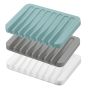 3 Pieces Silicone Self Draining Soap Dishes Waterfall Drainer Soap Holder