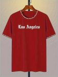 Men's Gothic Style Alphabet Print "los Angeles" T-Shirt With Crew Neck And Short Sleeves Fashion Top For Summer Leisurewear
