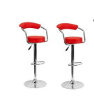 Smte Adjustable Bar Stools With Armrest And Chrome Base Set Of 2 Red With Keychain