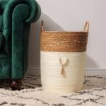 Bulrush And Paper Storage Basket White - Large 40X45CM