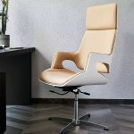 Modern Leather Office Chair With Headrest & Adjustable Height