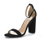 DREAM PAIRS Women's Hi-chunk Black Nubuck High Heel Pump Sandals - 5 M Us