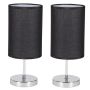 Bright Star Lighting Minimalist Chrome Base Table Lamps With Black Shades - Twin Pack