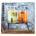 Old Fashioned Twin Dispenser With Black Metal Stand 3 Piece