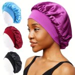Solid Color Sleeping Cap Elastic Band Chemo Cap Night Hat Bath Cap Extra Large Casual Hair Bonnet For Daily Use