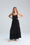 Boho Tiered Dress - Black - One Size