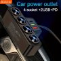 Multi-functional Car Charger Double USB+1PD Port Fast Charging 4 In 1 Power Adapter High-power Car Socket