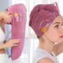Hair Drying Towel Thickened Softness Hair Drying Towel Cute Absorbent Wrap Headband Bath Cap For Drying Curly Long Thick Hair