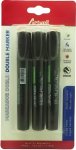 3 Pack Permanent Double Black Marker
