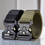 Unisex Tactical Belt Solid Color Canvas Nylon Belt Plastic Buckle Adjustable Waistband Casual Jeans Pants Belts For Women & Men