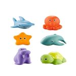 6-PIECE Bath Toy Set Featuring Marine Animals For Squeezing And Playing