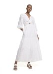 Broderie Twist Front Bubble Sleeve Maxi Dress