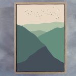 Colour Field Landscape Cool 2 Art Print - A4 Framed Canvas With Natural Wood Frame