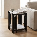 Marble End Table With 2-TIER Open Storage Shelves