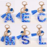 Alphabet Initial Letter Keychain Cute Heart Resin Key Chain Ring Purse Bag Backpack Charm Earbud Case Cover Accessories Women Fe