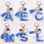 Alphabet Initial Letter Keychain Cute Heart Resin Key Chain Ring Purse Bag Backpack Charm Earbud Case Cover Accessories Women Female Gift