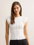 Danielle Flutter Sleeve Knit Top - XL Cream