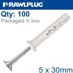 Nyl Nail-in Fixing 5X30MM Cyl Head X100-BOX