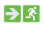 Escape Route Running Man Right And Directional Arrow Right Safety Signs - Pack Of 2