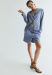Linen-blend Shorts - Dusty Blue