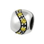 B2-C3789 - 925 Sterling Silver Cz Stone European Charm Bead - Yellow Cz Stone