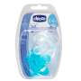 Chicco Soother Physio Soft Boy Silicone: 0-6 Months 2 Piece - Blue & Clear