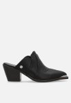 Sissy Boy Texas Hold Em: Cowboy Mule With Block Heel - Black