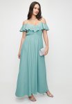 Ruffle Overlay Fit & Flare Maxi Dress - Cameo Blue