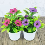 2-PACK Artificial Violet Potted Plants With Green Leaves Birthday Home Decor Plastic Tabletop Faux Flowers For Living Room Chris
