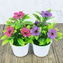 2-Pack Artificial Violet Potted Plants With Green Leaves Birthday Home Decor Plastic Tabletop Faux Flowers For Living Room Christmas Mother's Day National Grandparents Day