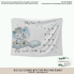 Milestone Blanket Blue Ellie Elephant With Stars