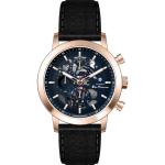 Ben Sherman Men's Rose Gold Skeleton Chronograph Watch With Black Leather Strap