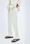Slim Trousers - Cream Pinstriped