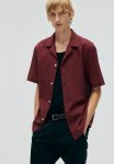 Regular Fit Textured-weave Resort Shirt - Burgundy