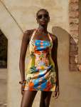Keely Halter Neck Linen MINI Dress - 18 Bright Havana