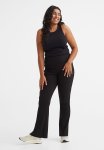 Flared Ribbed Leggings - Black