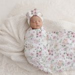 Wallpaper Scattered Floral Baby Swaddle Wrap Set Newborn Hospital Set Sa