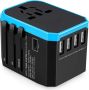 Plug Adapter - Universal Travel Adapter With Usb-c & 4 USB Ports - Blue