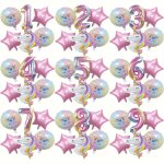 6-PIECE Unicorn Balloon Set For Birthday & Valentines Day - Princess Theme Number Shaped Foil Balloons Ideal For New Year & Teen