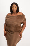 Laura Plisse Off-shoulder Top - Pinecone - 2XL